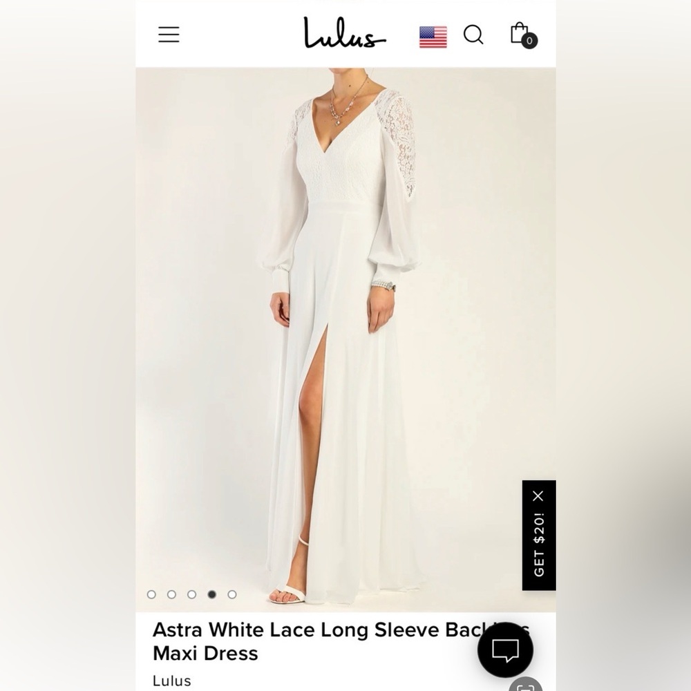 Lulus lace backless maxi dress - white